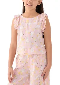 Girls 7-16 Coral Printed Top