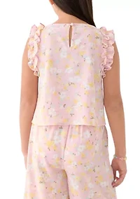 Girls 7-16 Coral Printed Top