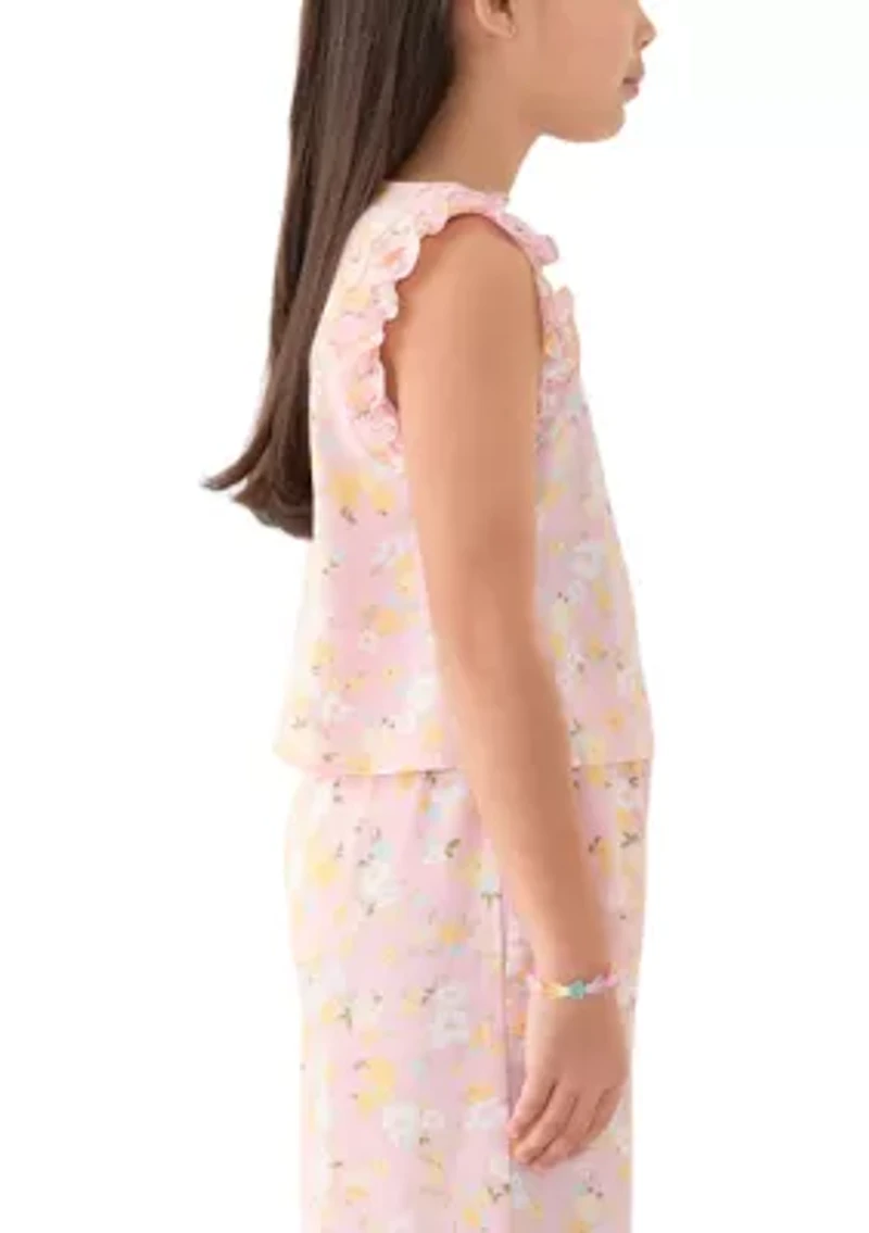 Girls 7-16 Coral Printed Top