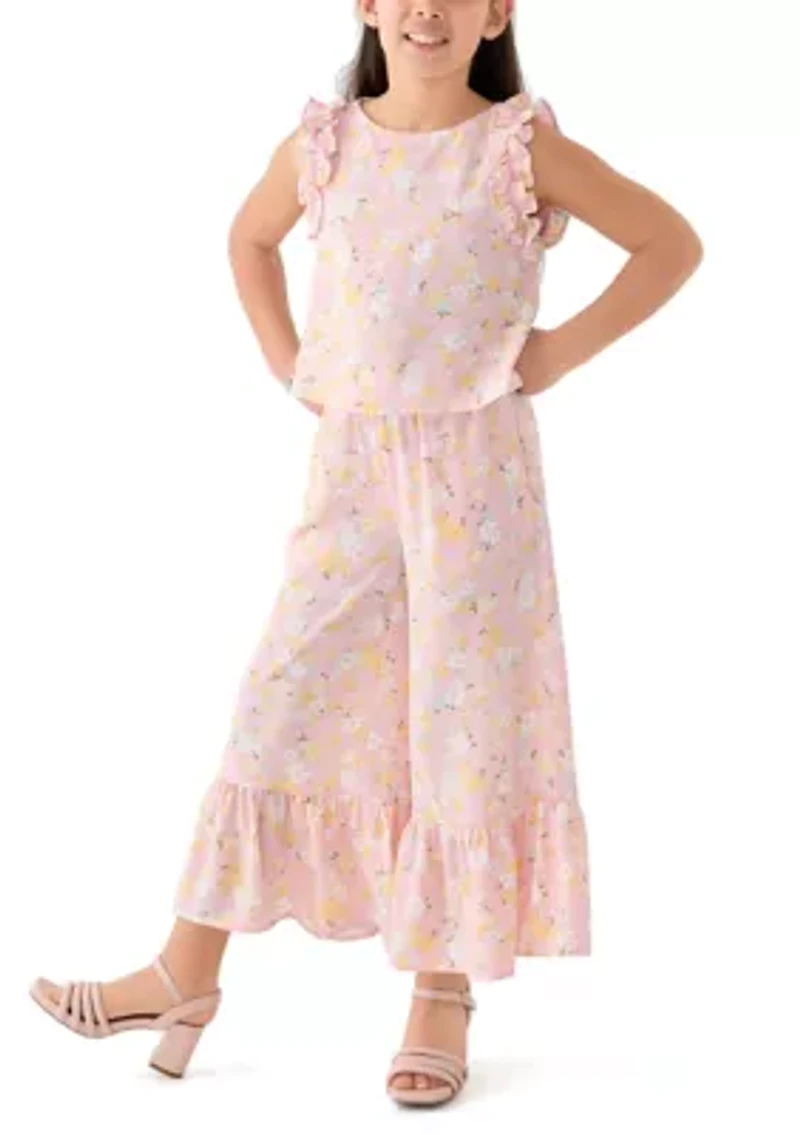 Girls 7-16 Coral Printed Top