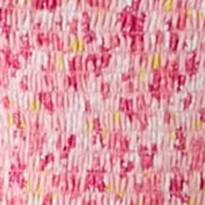 Girls 7-16 Pink Smocked Printed Dress