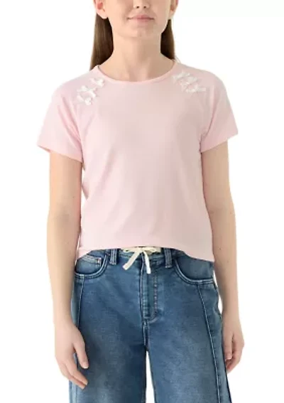 Girls 7-16 Bow Shoulder Top