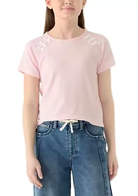 Girls 7-16 Bow Shoulder Top