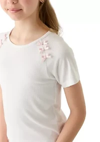 Girls 7-16 Bow Shoulder Top