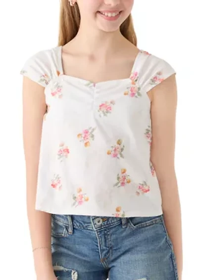 Girls 7-16 Floral Cinch Top