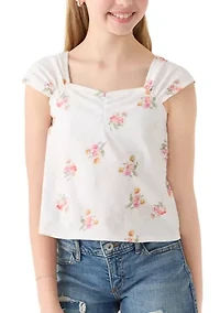 Girls 7-16 Floral Cinch Top