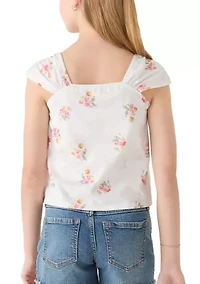 Girls 7-16 Floral Cinch Top