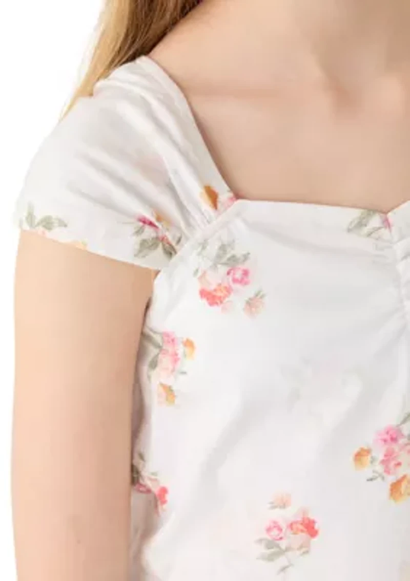 Girls 7-16 Floral Cinch Top