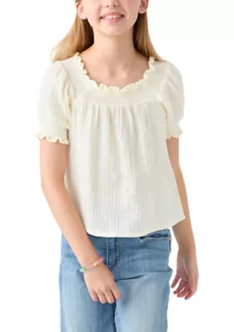 Girls 7-16 Bubble Short Sleeve Top