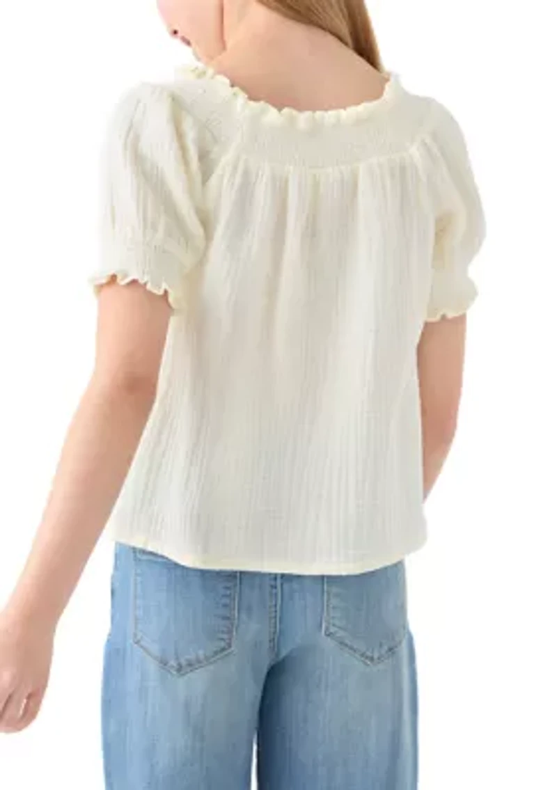 Girls 7-16 Bubble Short Sleeve Top