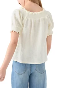 Girls 7-16 Bubble Short Sleeve Top