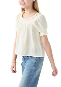 Girls 7-16 Bubble Short Sleeve Top