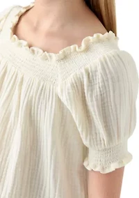 Girls 7-16 Bubble Short Sleeve Top