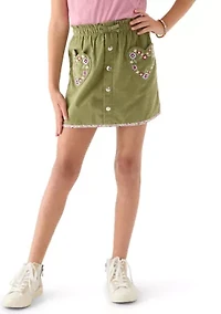Girls 7-16 Heart Pockets Corduroy Skirt