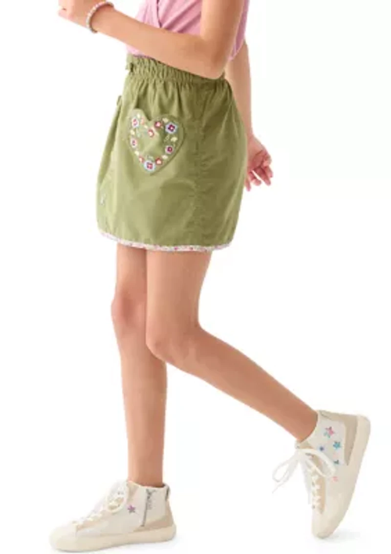 Girls 7-16 Heart Pockets Corduroy Skirt