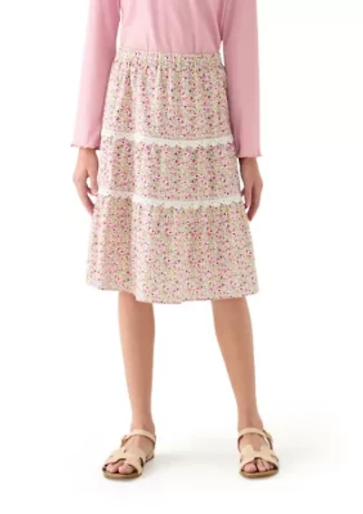 Girls 7-16 Printed Layered Poplin Maxi Skirt