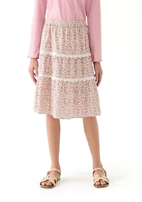 Girls 7-16 Printed Layered Poplin Maxi Skirt