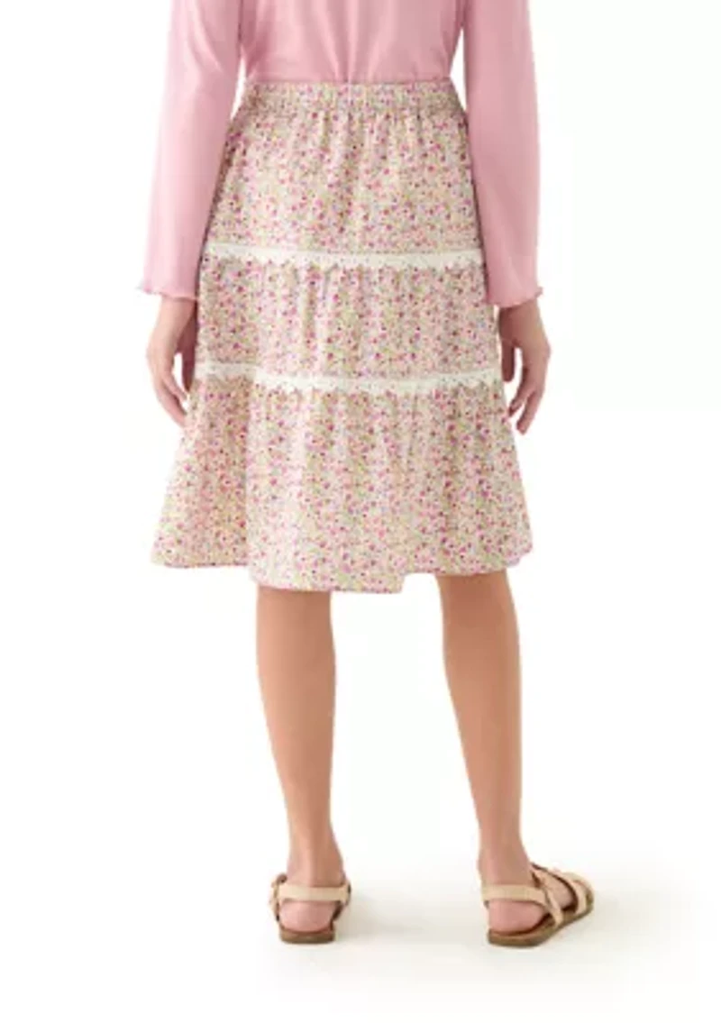 Girls 7-16 Printed Layered Poplin Maxi Skirt