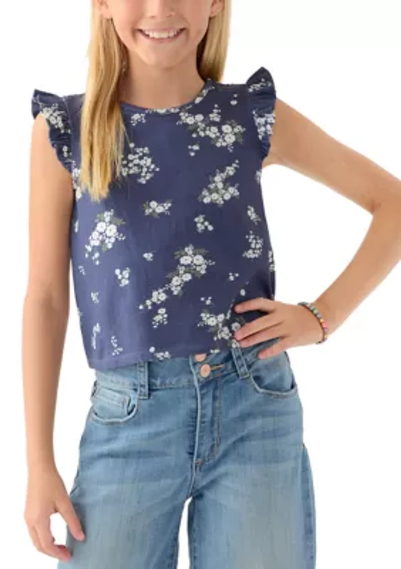 Girls 7-16 Ruffle Cross Back Top