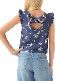 Girls 7-16 Ruffle Cross Back Top