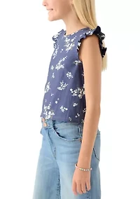 Girls 7-16 Ruffle Cross Back Top