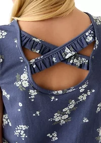 Girls 7-16 Ruffle Cross Back Top