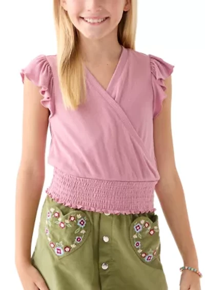 Girls 7-16 Cross Front Ruffle Top