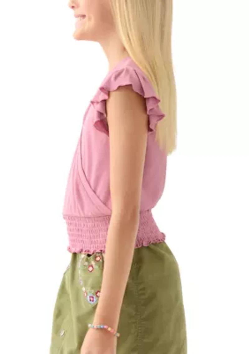 Girls 7-16 Cross Front Ruffle Top