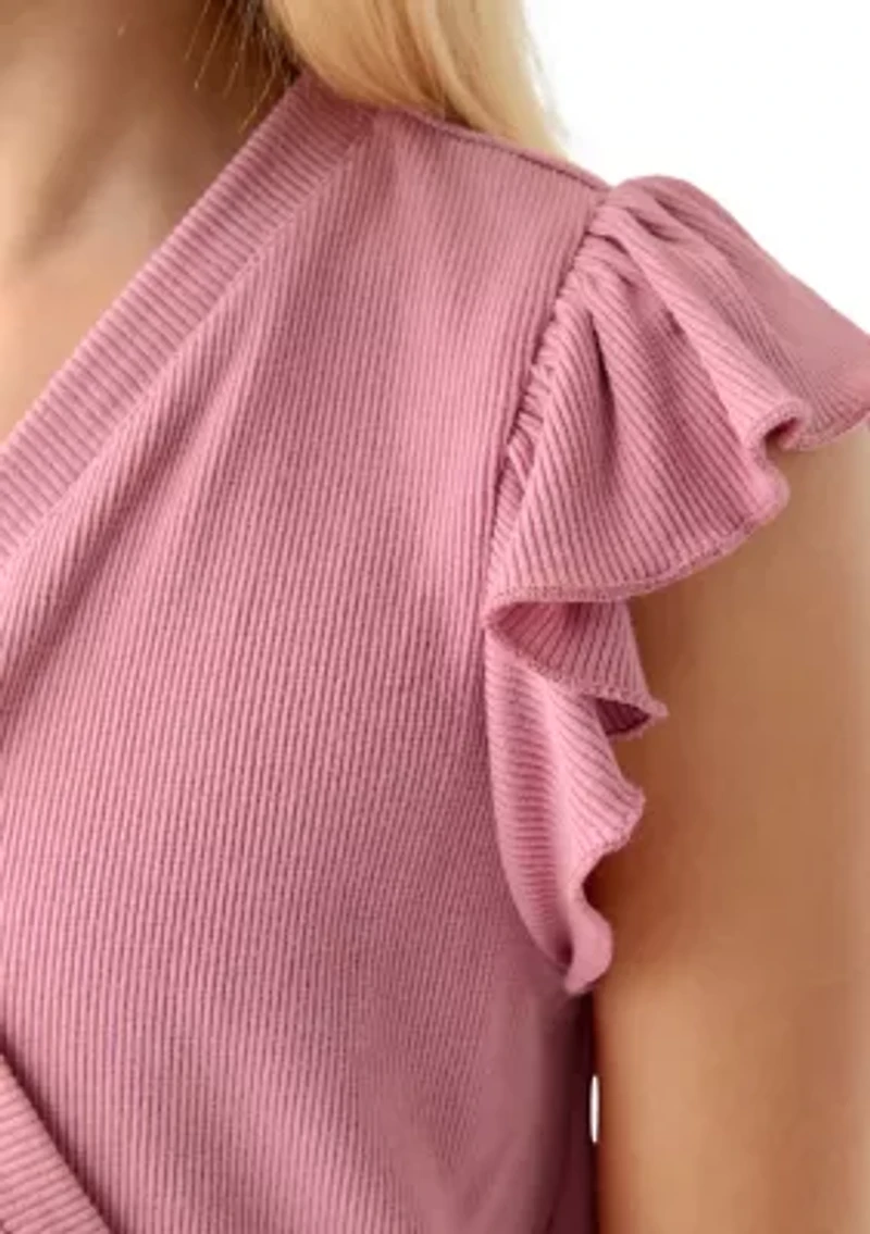 Girls 7-16 Cross Front Ruffle Top