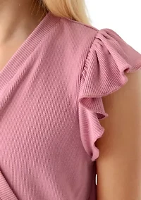 Girls 7-16 Cross Front Ruffle Top
