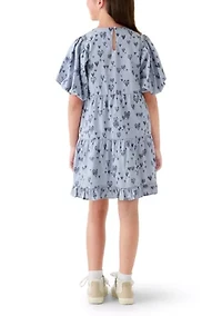 Girls 7-16 Printed Heart Layered Poplin Dress