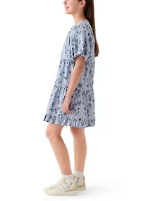 Girls 7-16 Printed Heart Layered Poplin Dress