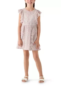 Girls 7-16 Ruffle Sleeve Printed Sundress