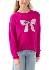 Girls 7-16 Sequin Bow Sweater