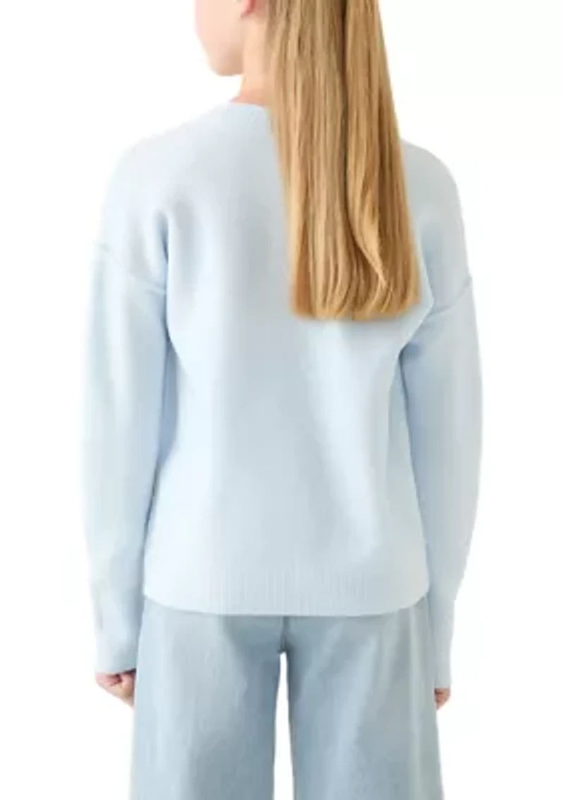 Girls 7-16 Sequin Stars Crew Sweater