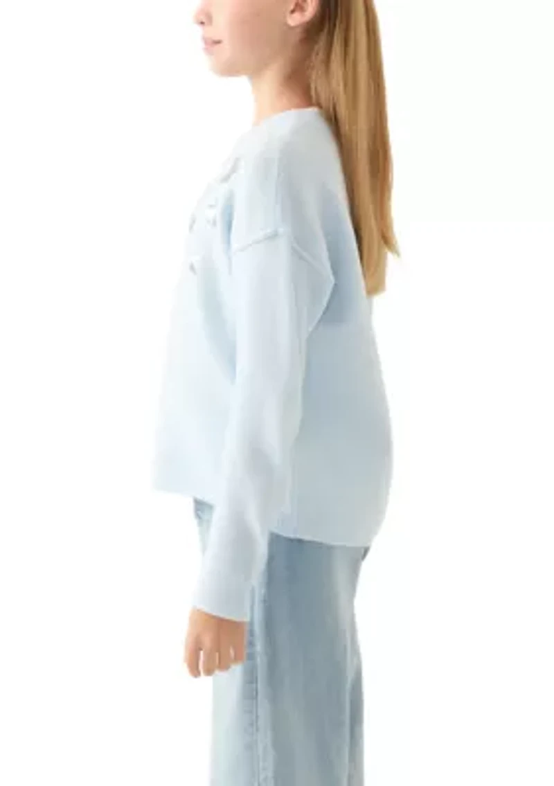 Girls 7-16 Sequin Stars Crew Sweater