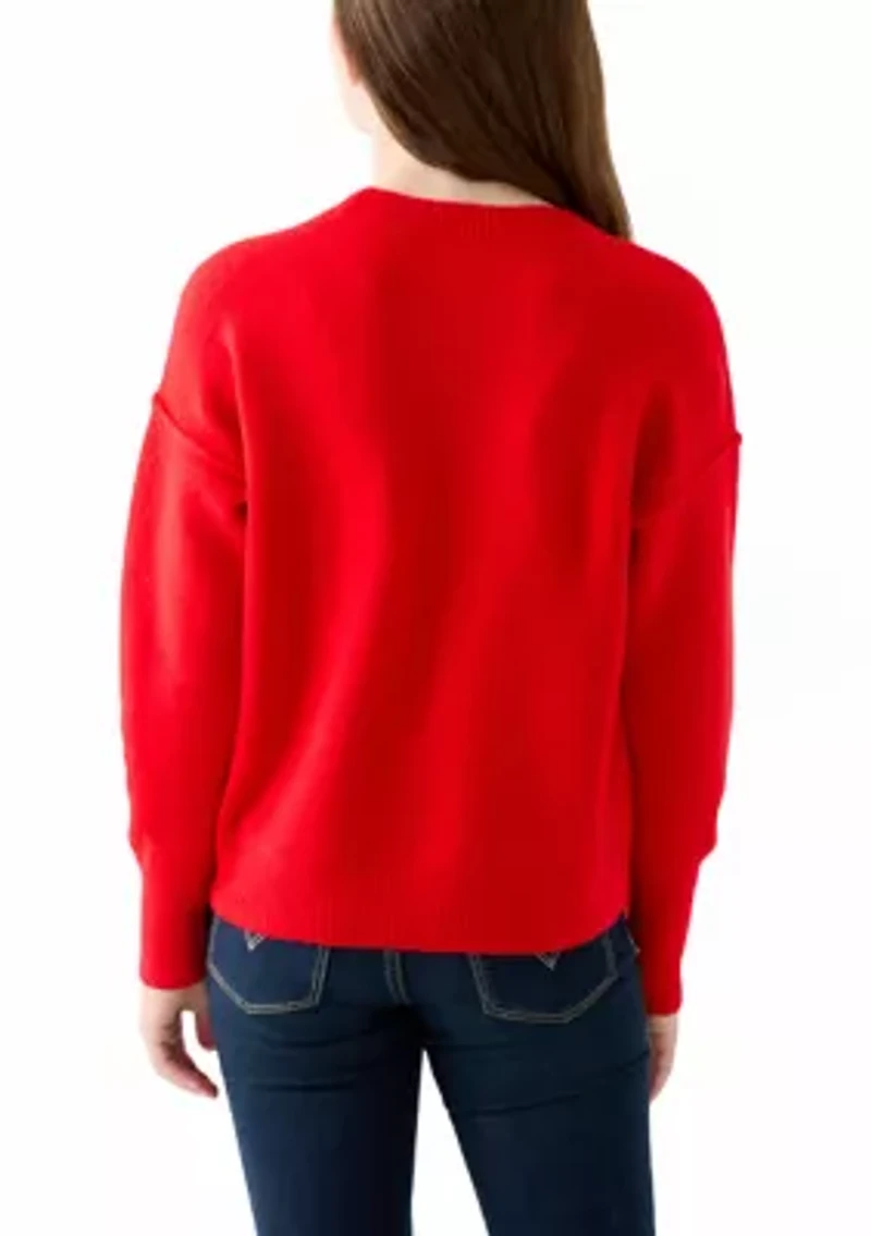 Girls 7-16 Merry Crew Neck Sweater