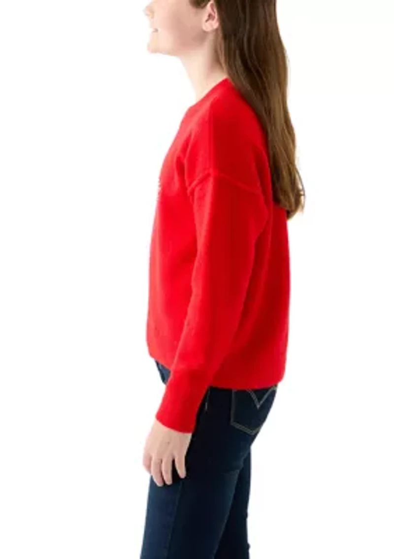 Girls 7-16 Merry Crew Neck Sweater