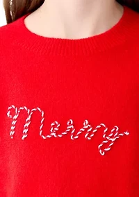 Girls 7-16 Merry Crew Neck Sweater