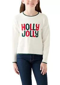 Girls 7-16 Holly Jolly Crew Neck Sweater