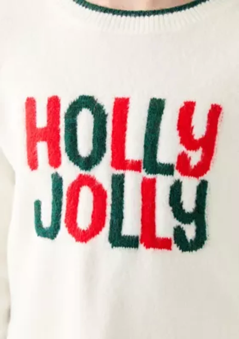 Girls 7-16 Holly Jolly Crew Neck Sweater