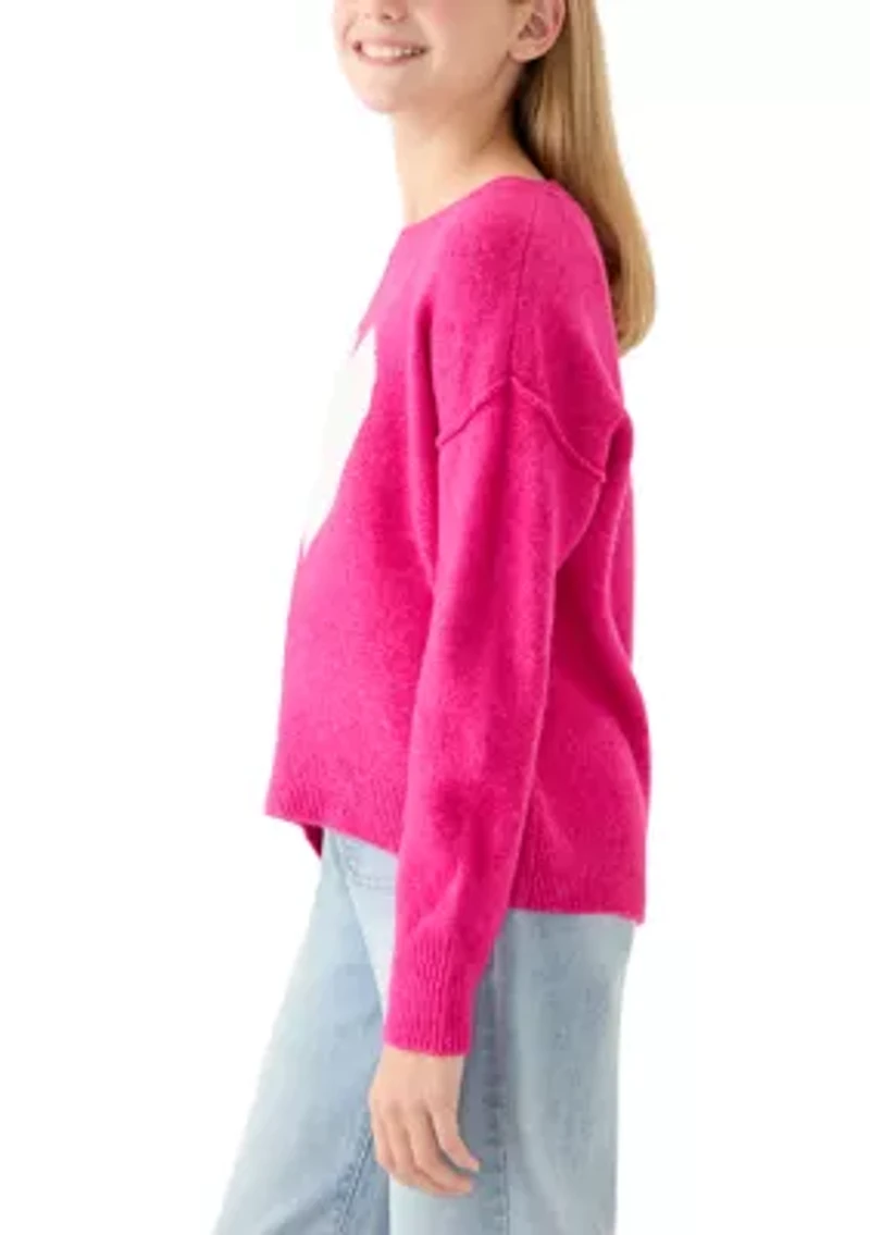 Girls 7-16 Sequin Heart Sweater