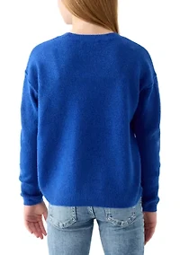 Girls 7-16 Solid Cozy Crew Neck Sweater