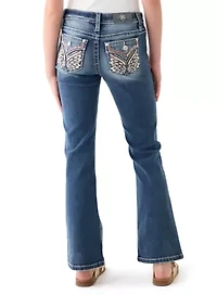 Girls 7-16 Wing Flap Pocket Bootcut Jeans