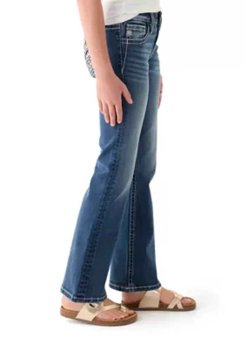 Girls 7-16 Wing Flap Pocket Bootcut Jeans