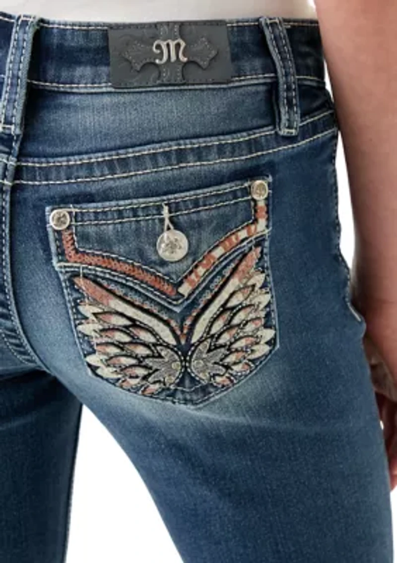 Girls 7-16 Wing Flap Pocket Bootcut Jeans