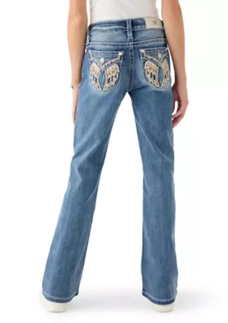 Girls 7-16 Wings Pocket Jeans
