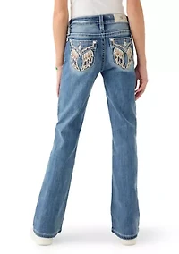 Girls 7-16 Wings Pocket Jeans