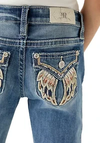 Girls 7-16 Wings Pocket Jeans