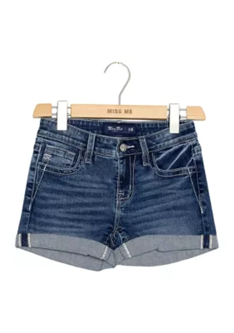 Girls 7-16 Floral Denim Shorts
